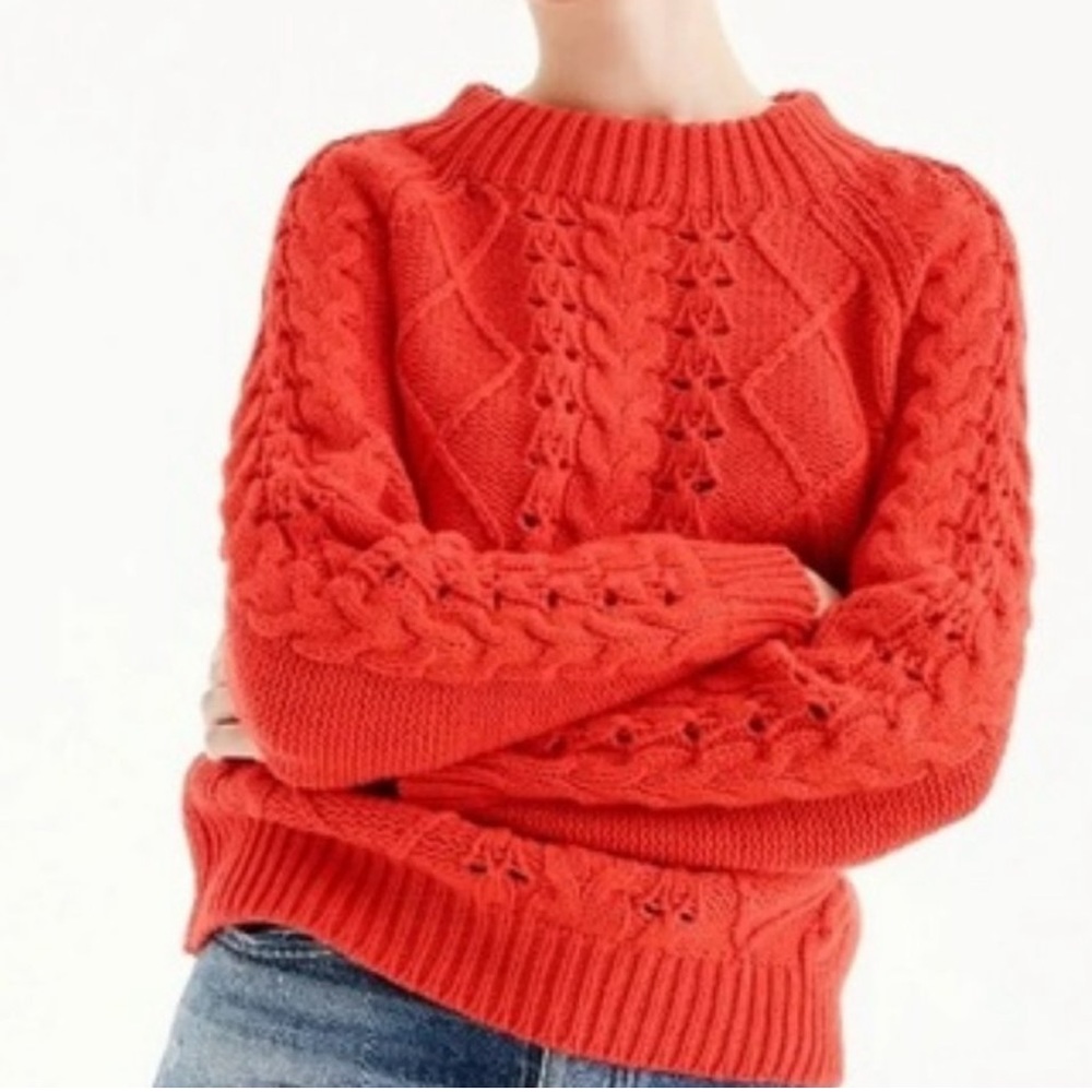 J.Crew Cable Knit Red Orange Sweater